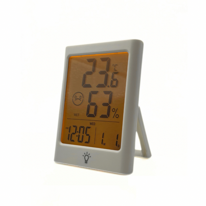 Temp and Humidity Meter with Alarm Clock-White