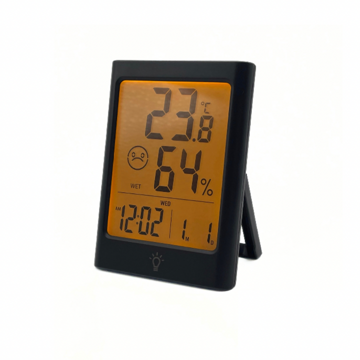 Temp and Humidity Meter with Alarm Clock-White