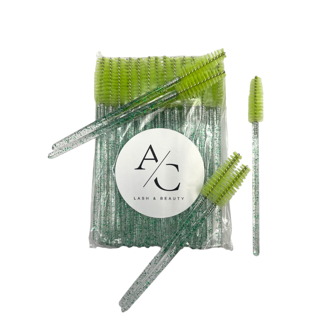 Disposable Crystal Spoolie Applicators- Green 50pcs