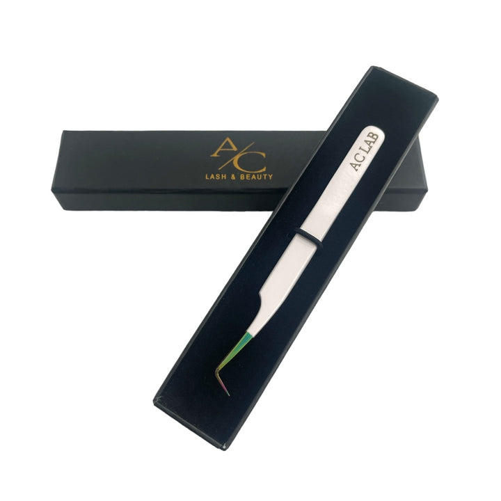 Matte White- 90 Degree Volume Tweezer With Fiber tip