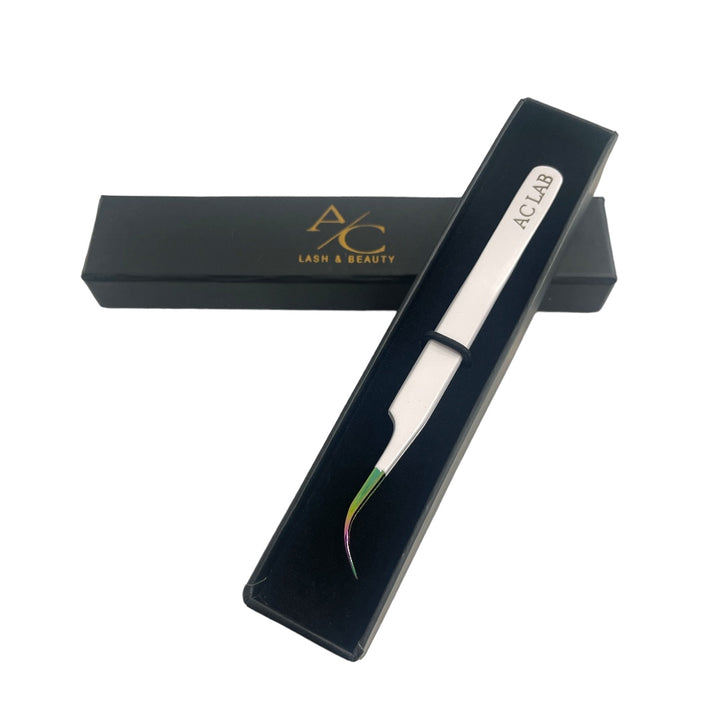 Matte White- S Shape Isolation Tweezer With Fiber tip