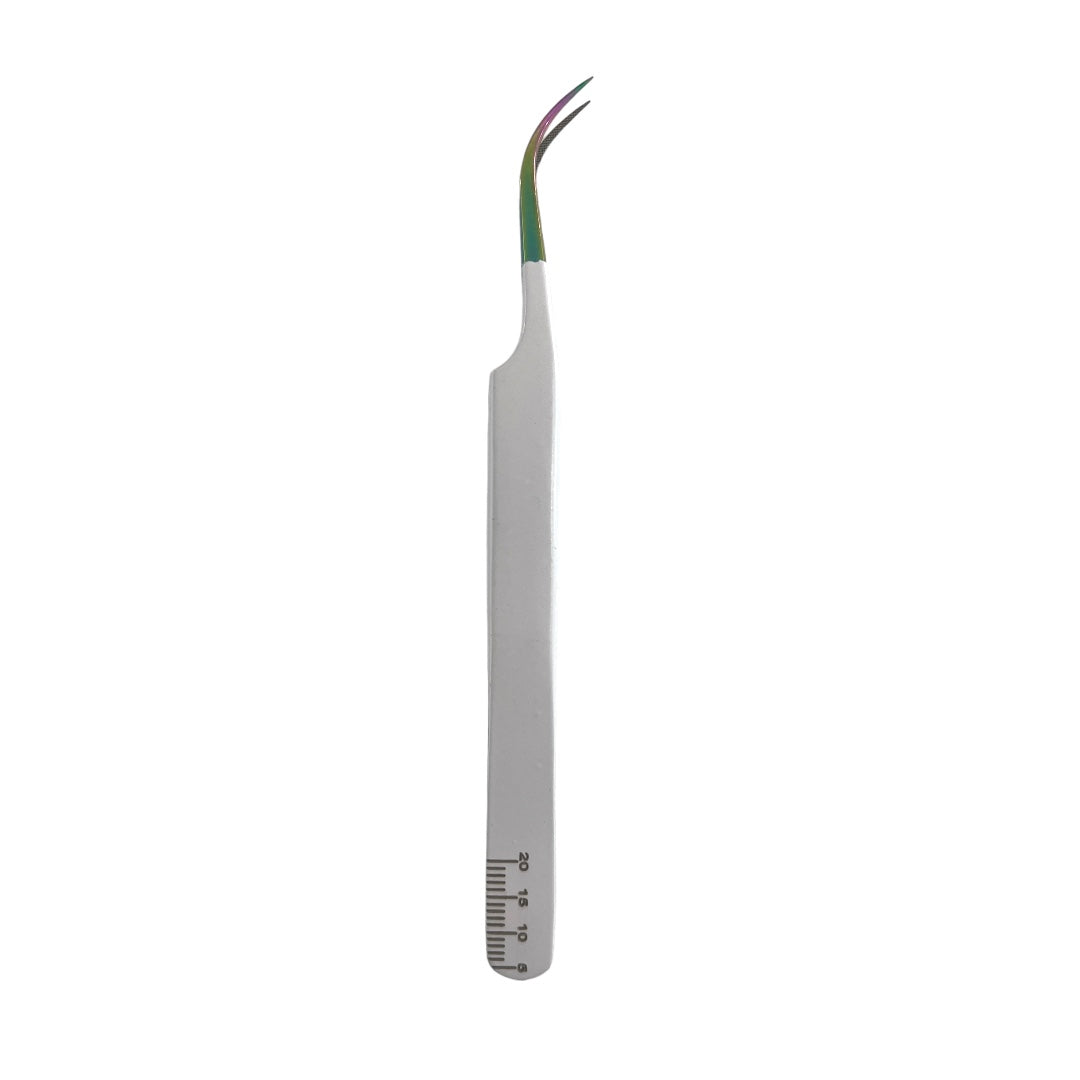 Matte White- S Shape Isolation Tweezer With Fiber tip