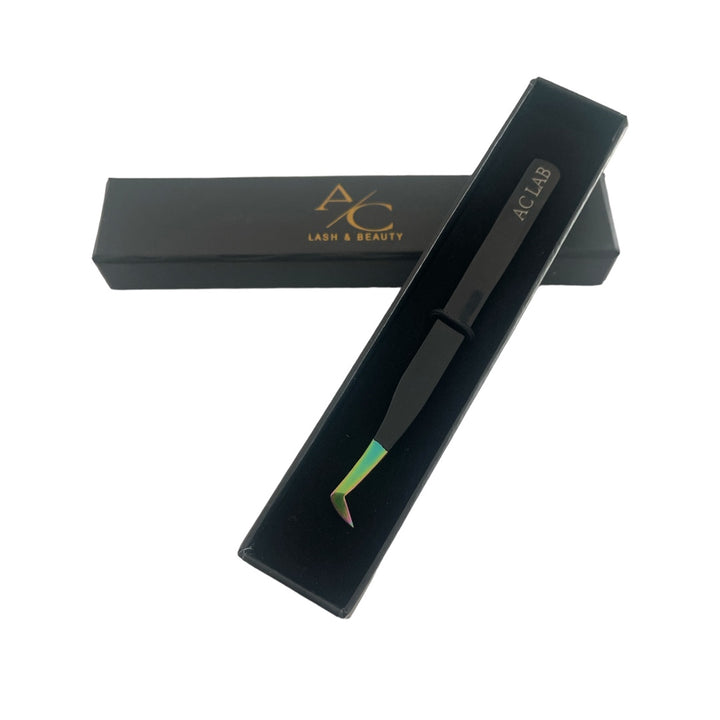 Silk Black- Angled Volume Boot Tweezer with Fiber Tip