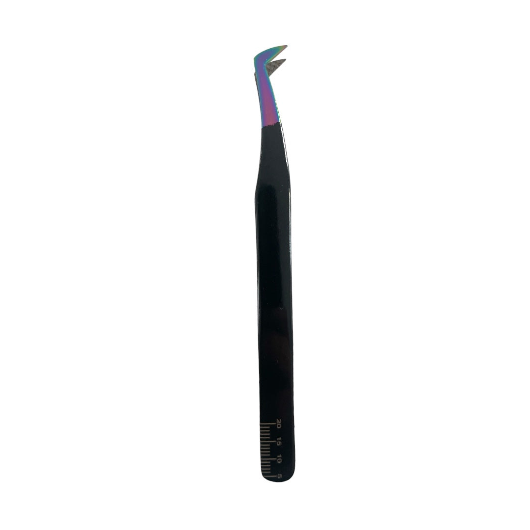 Silk Black- Angled Volume Boot Tweezer with Fiber Tip